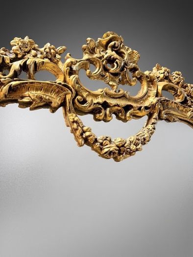French Style Ornate Giltwood Panel Mirror