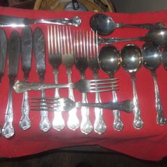 alot of cutlery sheffield plate 6 soup spoons, 6 forks  ,6 fish knifes