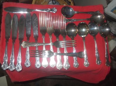 alot of cutlery sheffield plate 6 soup spoons, 6 forks  ,6 fish knifes