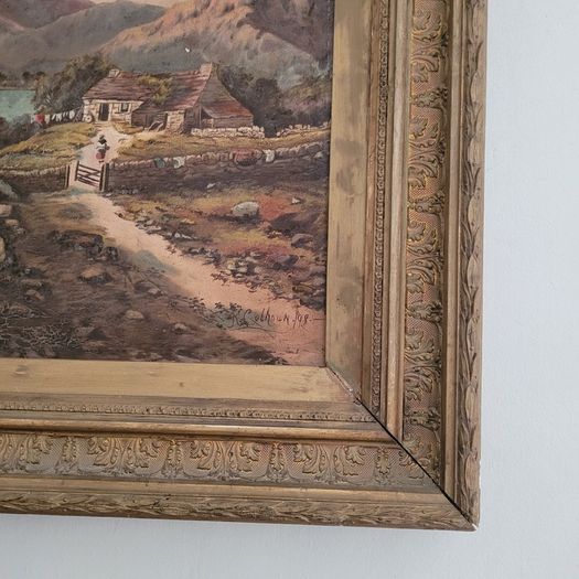 19th Century gilt framed Scottish highland oil on canvas