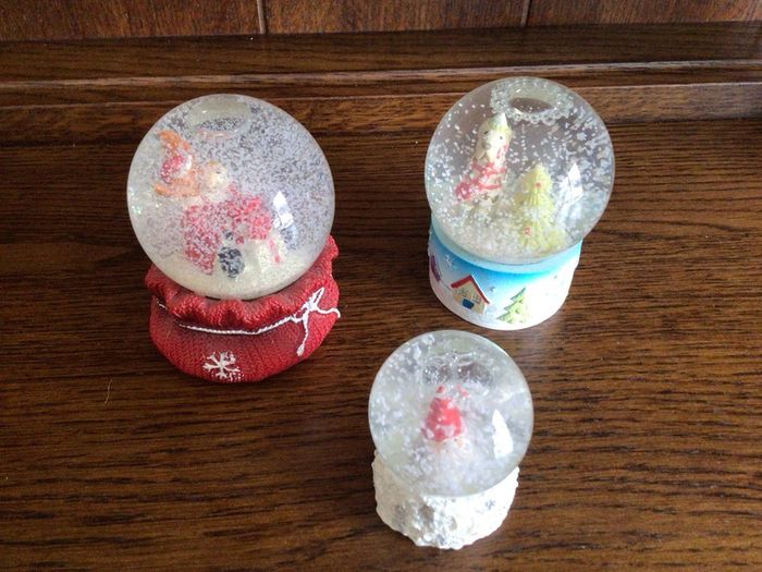 3 Vintage Small Christmas Snow Globes