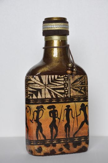 Hand made decoupage bottle.