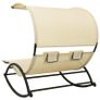 Double Sun Lounger with Canopy Textilene Cream Image 5