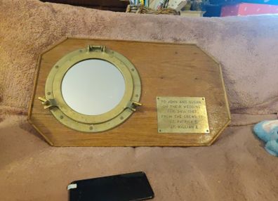 Original Vintage Solid Brass Ships Port Hole With Mirror