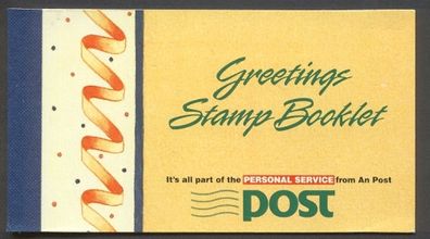 1990 Ireland Greetings Commemorative Stamps Booklet Mint Never Hinged (MNH). Scan of pane image shown