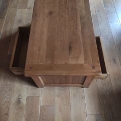 Large Rustic Oak Coffee table -4 Double Sided Drawers (Dovetail Joints)