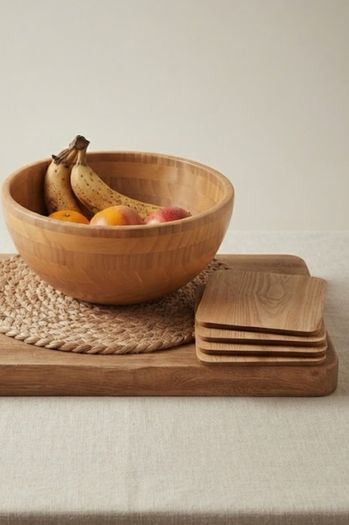 QUICK SALE (WOODEN KITCHEN BUNDLE): Crofton Chopping Board, Placemats & Fruit Bowl Set - Excellent Condition (Collection D13)