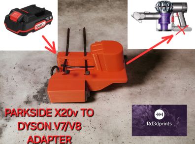 Dyson V7/V8 to Parkside X-20V Battery Adapter Digital Download STL ONLY