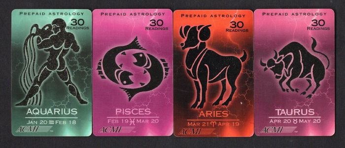 ACMI Set of 12 Astrology Prepaid Call Cards Used