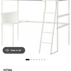 IKEA VITVAL Loft Bed with Desk & Mattress