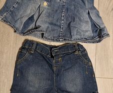 Denim skirt and shorts