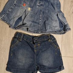 Denim skirt and shorts