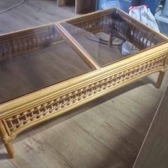 Rattan coffee table with glass top