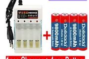 1pcs Charger and 4-cell Rechargeable battery AA 1.5 V, 9800 MAH, new.
