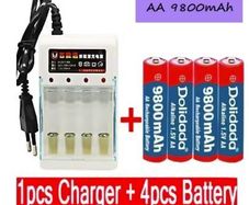 1pcs Charger and 4-cell Rechargeable battery AA 1.5 V, 9800 MAH, new.