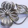 Vintage silver filigree flower brooch Image 9