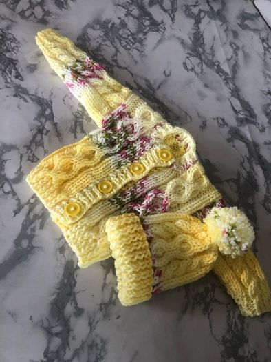 Matching baby cardigan and hat