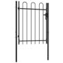 Fence Gate Single Door with Arched Top Steel 1x1.2 m Black Image 2
