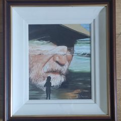 Original Framed Oil Painting - Old Man and the Sea/Renaissance