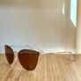 BCBGMaxazria Cat Eye Sunglasses, Gold tone, Pink Earpieces, Like New Image 10