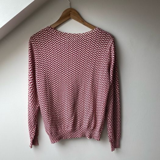 Part Two Chevron Knit Cardigan Sweater Red & Cream New With Tags (Size L)