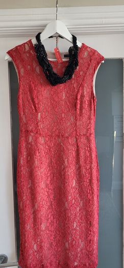 FRENCH CONNECTION coral lace shift dress Sz 14UK