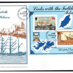 1984 Isle of Man Links with the Falkland Island Stamp Miniature Sheet on First Day Cover (FDC)