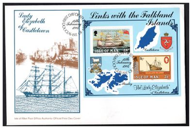 1984 Isle of Man Links with the Falkland Island Stamp Miniature Sheet on First Day Cover (FDC)