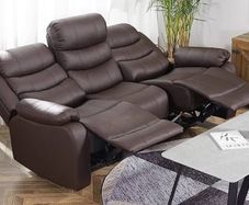 3 Seater PU Leather Recliner Sofa Brown
