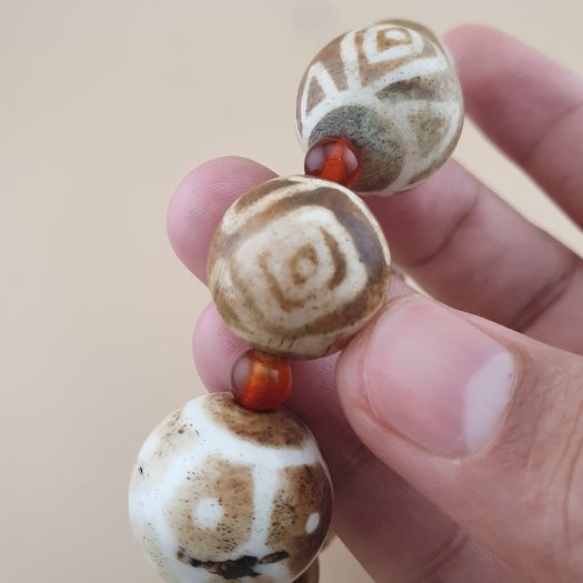 Vintage Burmese Pumtek Pyu Petrified Wood Beads Bracelet