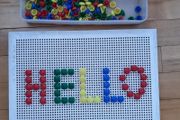 Vintage 1970s Child's plastic Peg Board &amp; Pegs