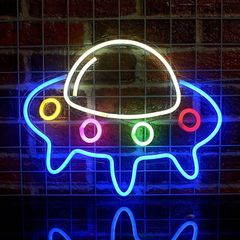 Game Neon Light,UFO Alien Spaceship LED Neon Light Signs USB Powered 40 x 32cm with Switch Acrylic Neon Wall Light Signs for Bedroom,Living Room,Teen Boys & Grils Game Room Decor (FREE POSTAGE)