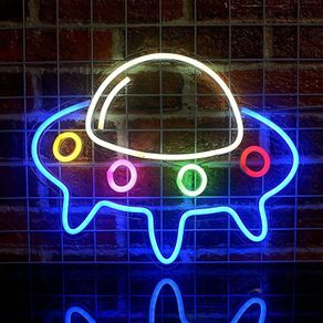 Game Neon Light,UFO Alien Spaceship LED Neon Light Signs USB Powered 40 x 32cm with Switch Acrylic Neon Wall Light Signs for Bedroom,Living Room,Teen Boys & Grils Game Room Decor (FREE POSTAGE)