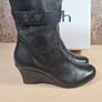 Womens Faith Subtle Ah Ankle Boots Black Leather Zip Up Wedge Heel Size Uk 6 Eu 39 Brand New With Box Image 3