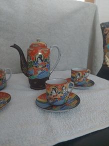 Japanese Satsuma style porcelain tea set