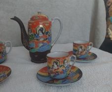 Japanese Satsuma style porcelain tea set