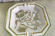A Charming Vintage Limoges Hand-Made, Hand-Painted Porcelain Cigar/Cigarette/Pipe Ashtray