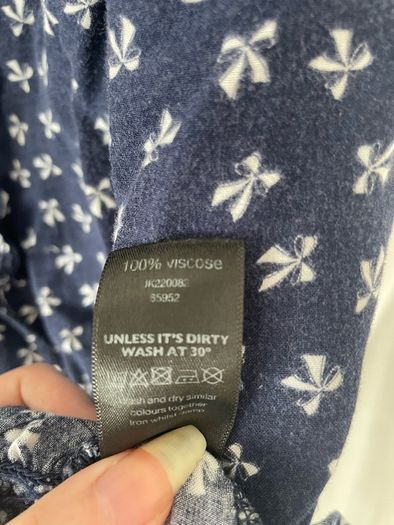 Navy bow print f&f soft women's blouse