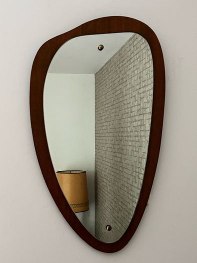 Vintage Retro Mid Century Asymmetrical Teak Mirror