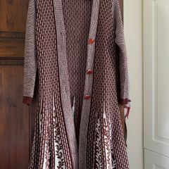 Dark Red & White Woolen Cardigan Lee-Carlo