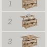 Coffee Table Height Adjustable Gas Cylinder 2 Drawers Camel Brown Image 4