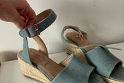 New Wide Fit Denim Wedge Sandals