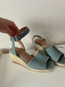 New Wide Fit Denim Wedge Sandals