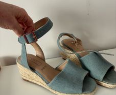 New Wide Fit Denim Wedge Sandals