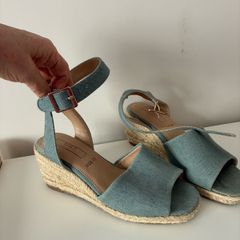 New Wide Fit Denim Wedge Sandals