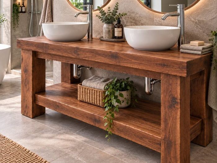 Handmade Rustic Bathroom Double Vanity - 1500mm