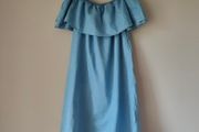 Blue Denim Ruffle off shoulder dress, size 10