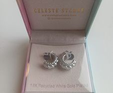 18K Recycled White Gold-Plated Riviera Radiance Braided Texture Women's Hoop Earrings Celeste Starre