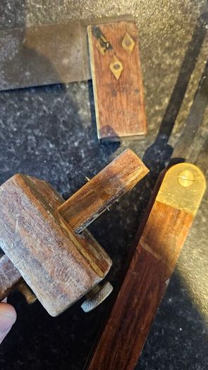 Marking gauge, square and sliding bevel