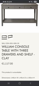Hedgeroe : William Console Table in Clay